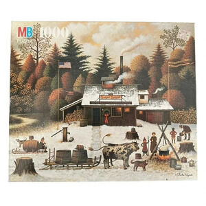Vintage MB Charles Wysocki 1000 Pc Puzzle “The Vermont Rock Maple Treetappers